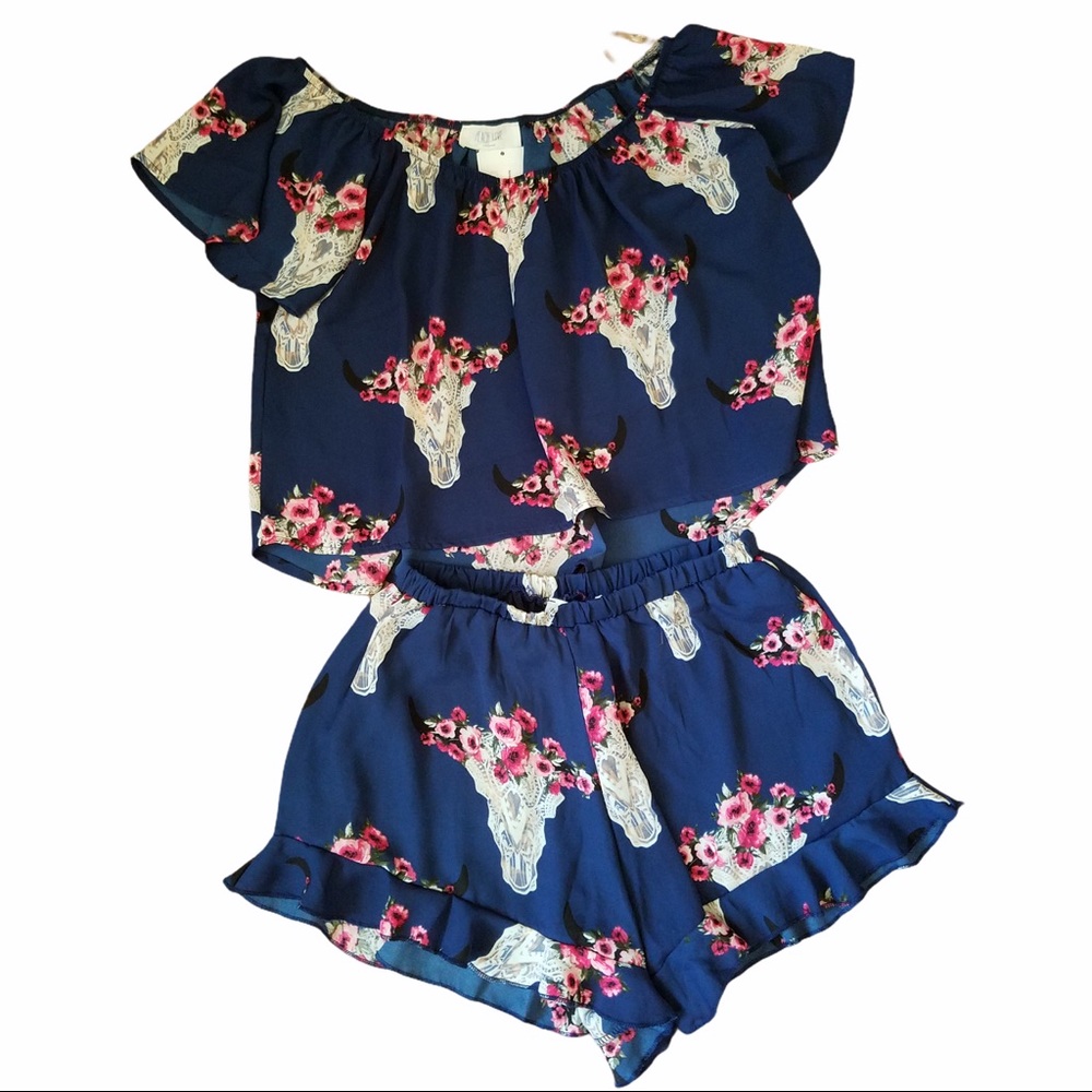 2pc PEACH LOVE Desert Skull Ruffle Set! - Picture 10 of 15